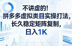 不讲虚的！拼多多虚拟类目实操打法，长久稳定矩阵复制，日入1K【揭秘】-6688资源库