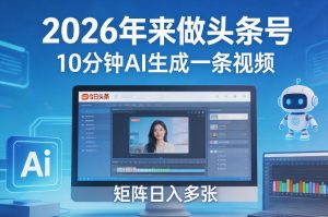2026年来做头条号，10分钟AI生成一条视频，矩阵日入多张-6688资源库