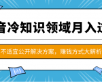 抖音冷知识领域月入过万项目,不适宜公开解决方案 ,抖音赚钱方式大解析!-6688资源库