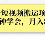 操作性非常强的头条号短视频搬运项目,3分钟学会,轻松月入8000+-6688资源库