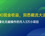 单日500现金收益，洞悉截流大法，一个批量化无脑操作的月入3万小项目-6688资源库