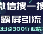 微信搜一搜霸屏引流课，打造被动精准引流系统，轻松日引300行业精准粉-6688资源库