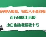 搞笑聊天账号，轻松入手高效变现，百万操盘手亲授，小白也能涨粉数十万-6688资源库