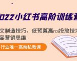 2022小红书高阶训练营:爆文制造技巧,低预算高roi投放技巧,内容营销思维-6688资源库