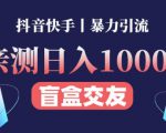 日收益1000+的交友盲盒副业丨有手就行的抖音快手暴力引流-6688资源库