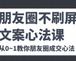 朋友圈不刷屏文案心法课 人人都要懂的商业逻辑 从0~1教你朋友圈成交心法-6688资源库