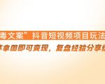 “毒文案”抖音短视频项目玩法，小程序拿图即可变现，复盘经验分享给大家-6688资源库