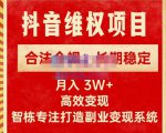 新版抖音维权项目每单利润1000+,合法合规,长期稳定,月入3W+价值1999元-6688资源库