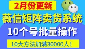 微信矩阵卖货系统，多线程批量养10个微信号，10种加粉落地方法，快速加满3W人卖货！-6688资源库