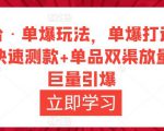 万相台·单爆玩法，单爆打造流程+单品快速测款+单品双渠放量+単品巨量引爆-6688资源库