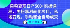 男粉变现日产500+实操课程，男粉暴利转化项目，私域变现，手动和全自动成交-6688资源库