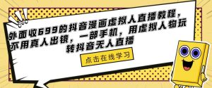 外面收699的抖音漫画虚拟人直播教程，不用真人出镜，一部手机，用虚拟人物玩转抖音无人直播-6688资源库
