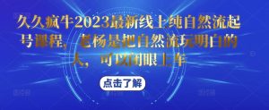 久久疯牛2023最新线上纯自然流起号课程，老杨是把自然流玩明白的人，可以闭眼上车-6688资源库