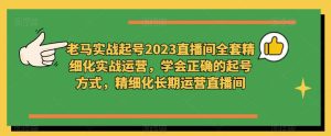 老马实战起号2023直播间全套精细化实战运营,学会正确的起号方式,精细化长期运营直播间-6688资源库