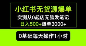 小红书无货源爆单实测从0起店无脑发笔记爆单3000+长期项目可多店-6688资源库