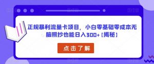 正规暴利流量卡项目，小白零基础零成本无脑照抄也能日入300+【揭秘】-6688资源库