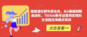 路路通社群年度会员，从0基础到精通进阶，TikTok账号运营到变现的全流程出海模式培训-6688资源库