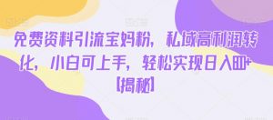 免费资料引流宝妈粉，私域高利润转化，小白可上手，轻松实现日入600+【揭秘】-6688资源库