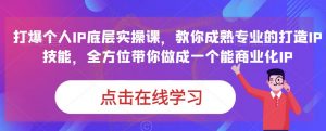 蟹老板·打爆个人IP底层实操课，教你成熟专业的打造IP技能，全方位带你做成一个能商业化IP-6688资源库