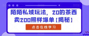 陌陌私域玩法，20的茶西卖200照样爆单【揭秘】-6688资源库