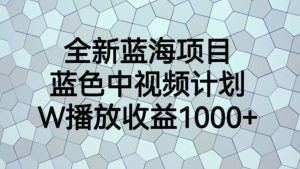 全新蓝海项目，蓝色中视频计划，1W播放量1000+【揭秘】-6688资源库