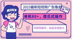 2023最新玩法短视频广告撸金，亲测单机收益80+，可矩阵，傻瓜式操作，小白可上手【揭秘】-6688资源库