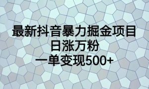 最新抖音暴力掘金项目，日涨万粉，一单变现500+【揭秘】-6688资源库