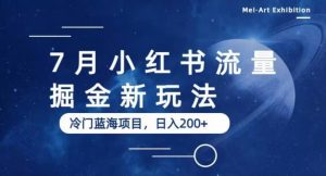 7月小红书流量掘金最新玩法，冷门蓝海小项目，日入200+【揭秘】-6688资源库