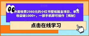 外面收费2980元的小红书壁纸掘金项目，单日收益破1000+，一部手机即可操作【揭秘】-6688资源库
