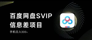 百度网盘SVIP信息差项目，0投入小白极速上手，手机稳定日入300+【揭秘】-6688资源库