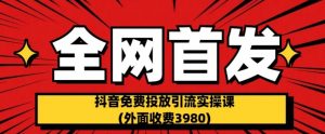 全网首发：抖音免费投放引流实操课(外面收费3980)【揭秘】-6688资源库
