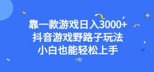 靠一款游戏日入3000+，抖音游戏野路子玩法，小白也能轻松上手【揭秘】-6688资源库