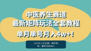 暴利赛道中医养生赛道最新矩阵玩法，单月单号月入4w+！【揭秘】-6688资源库