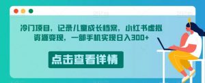 冷门项目，记录儿童成长档案，小红书虚拟资源变现，一部手机实现日入300+【揭秘】-6688资源库