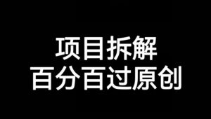 项目拆解赛道百分百过原创【揭秘】-6688资源库