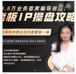 29.8万业务首席编导讲透:老板IP操盘攻略,学会将你的商业在抖音重做一遍-6688资源库