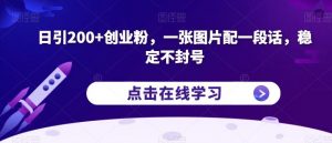 日引200+创业粉，一张图片配一段话，稳定不封号【揭秘】-6688资源库