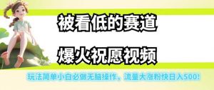 被看低的赛道爆火祝愿视频，玩法简单小白必做无脑操作，流量大涨粉快日入500-6688资源库