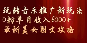 玩转音乐推广新玩法，0粉单月收入6000+，最新美女图文攻略【揭秘】-6688资源库