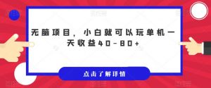 无脑项目，小白就可以玩单机一天收益40-80+【揭秘】-6688资源库