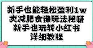 新手也能轻松盈利1w，卖减肥食谱玩法秘籍，新手也玩转小红书详细教程【揭秘】-6688资源库