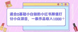 适合0基础小白做的小红书颜值打分小众项目，一条作品收入1000＋【揭秘】-6688资源库