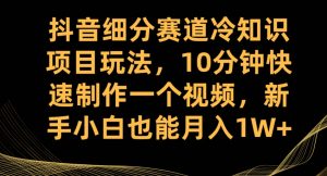 抖音细分赛道冷知识项目玩法，10分钟快速制作一个视频，新手小白也能月入1W+【揭秘】-6688资源库