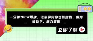 一分钟700W播放，进来学完你也能做到，保姆式教学，暴力变现【揭秘】-6688资源库