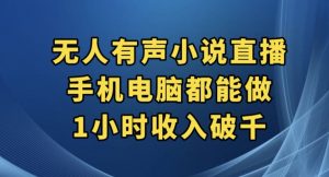 抖音无人有声小说直播，手机电脑都能做，1小时收入破千【揭秘】-6688资源库