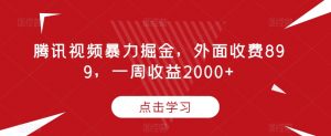 腾讯视频暴力掘金，外面收费899，一周收益2000+【揭秘】-6688资源库