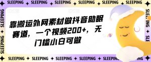 靠搬运外网素材做抖音助眠赛道，一个视频200+，无门槛小白可做【揭秘】-6688资源库
