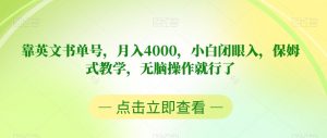 靠英文书单号,月入4000,小白闭眼入,保姆式教学,无脑操作就行了【揭秘】-6688资源库