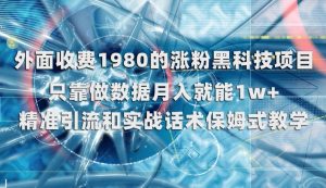 外面收费1980的涨粉黑科技项目，只靠做数据月入就能1w+【揭秘】-6688资源库