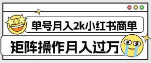 外面收费1980的小红书商单保姆级教程,单号月入2k,矩阵操作轻松月入过万-6688资源库